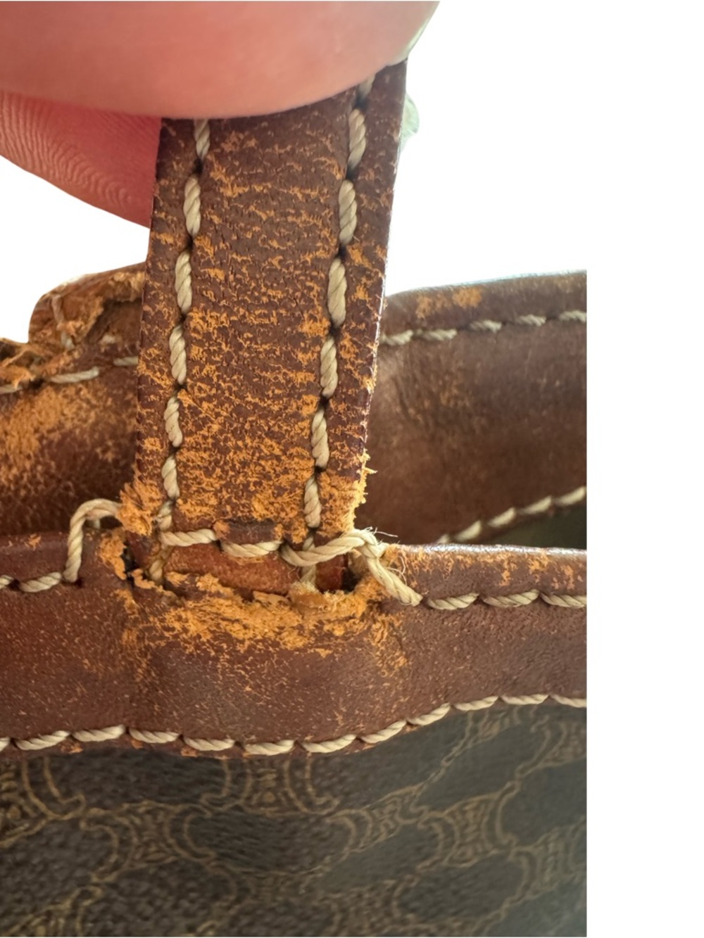 Celine Brown Monogram Canvas Tote with Tan Leather Trim - Picture 10 of 11